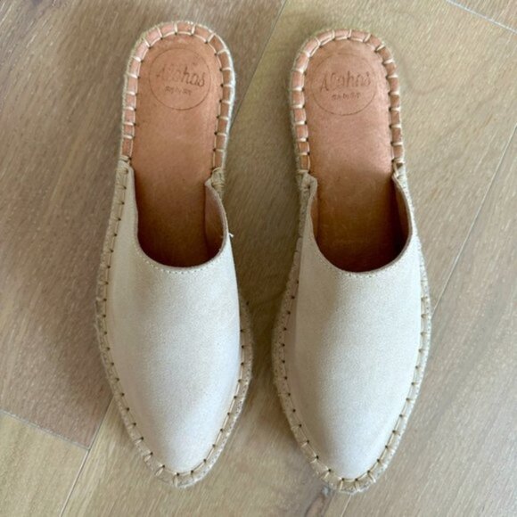ALOHAS Shoes - Aloha’s Espadrilles Suede Cream Slide Flat